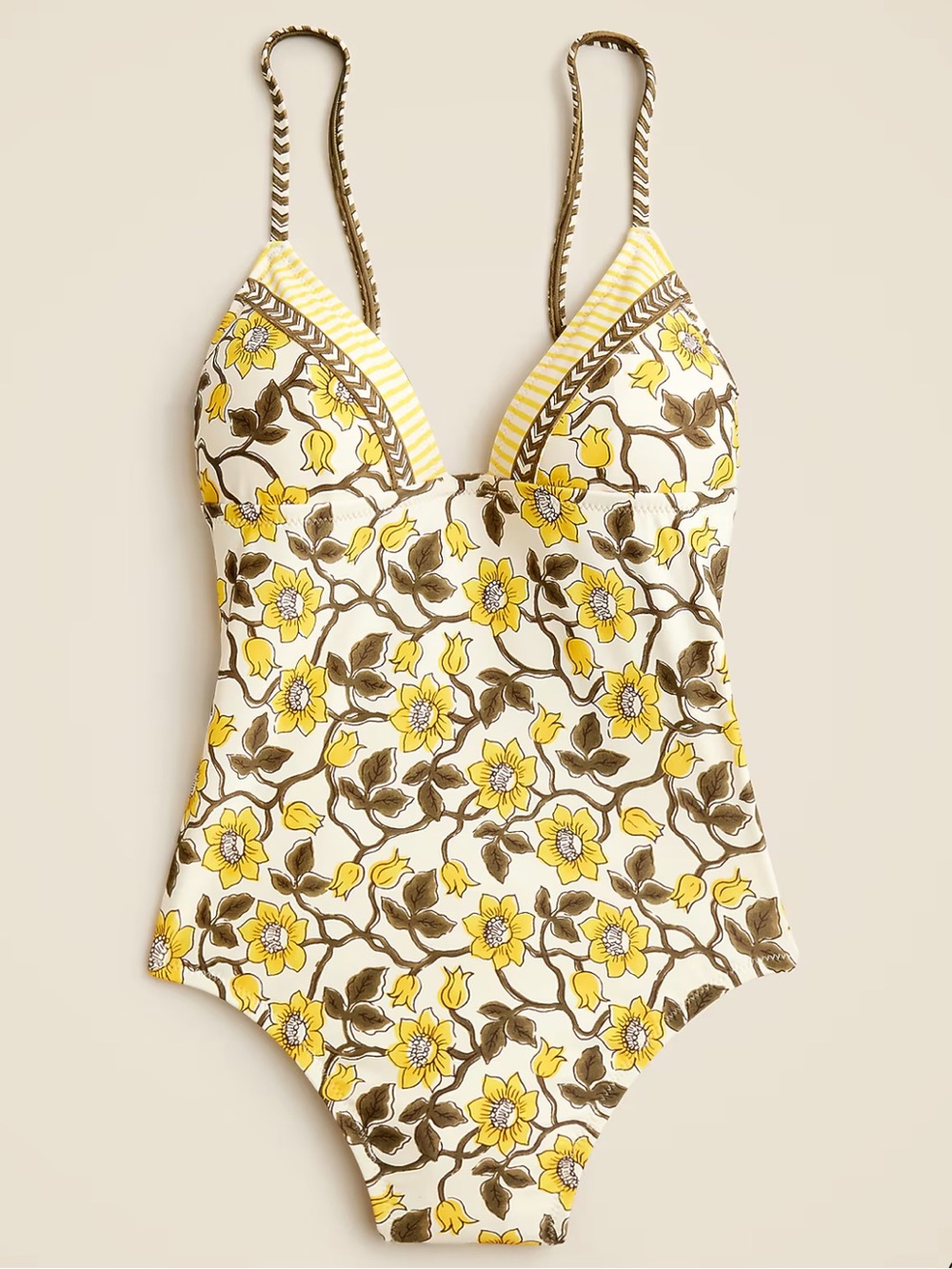 J.Crew Yellow Floral Strappy Women’s One-Piece Swimsuit in Daffodil Daze Block